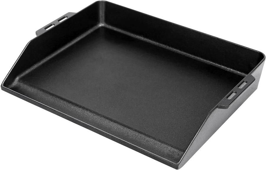 Gietijzeren Grillplaat Universele Plancha Buiten Koken Hoge Zijwanden 48 x 36 cm Zwart