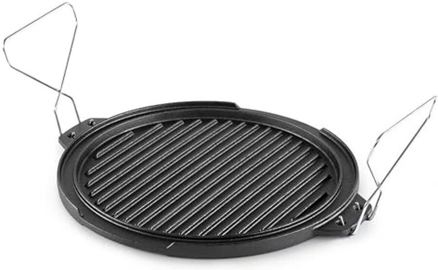 Gietijzeren Grillplaat Bakplaat Omkeerbaar Buiten Koken Dubbel Kookoppervlak 3175 x 3175 cm Zwart - Foto 2