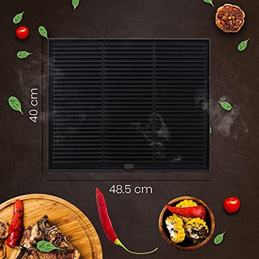 Gietijzeren grillplaat voor gas- kolen- en elektrische grills 48 5x40 cm