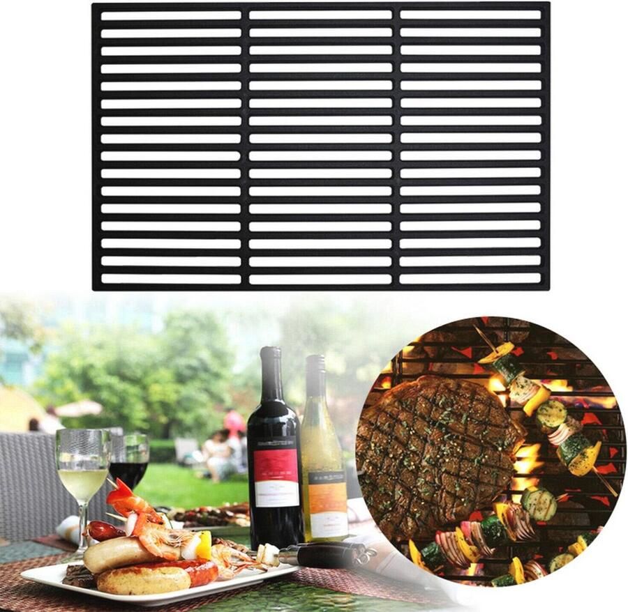 Gietijzeren Grillrooster 42 x 28 cm Geëmailleerd Rechthoekig Grillrooster voor BBQ en Grillaccessoires