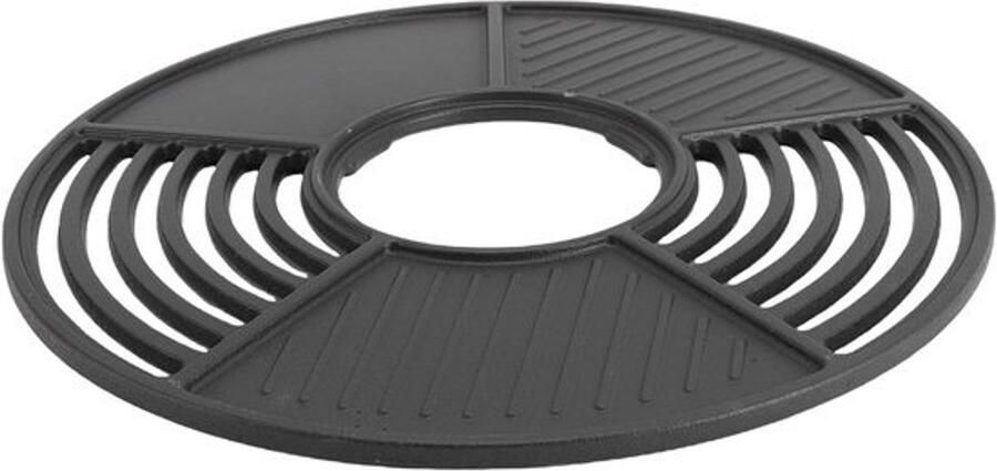 Gietijzeren Grillrooster Bakplaat Combo Buiten Koken Grote Diameter 42 Cm Zwart