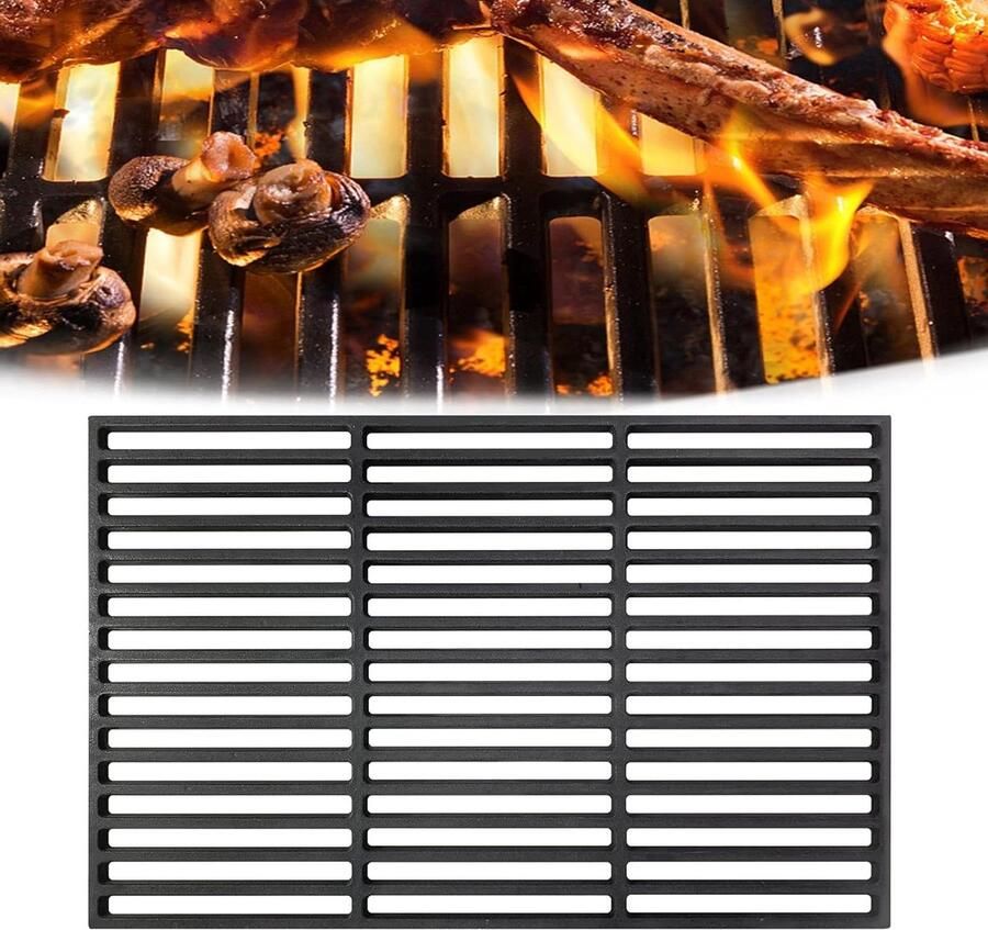Gietijzeren Grillrooster Barbecue Rooster Buiten Koken Gecoat Gietijzer 42 x 28 cm Zwart