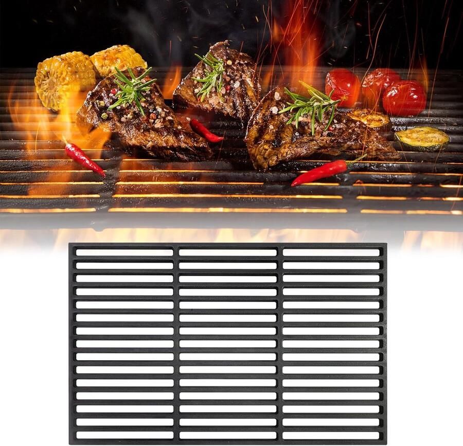 Gietijzeren Grillrooster Barbecue Rooster Buiten Koken Massief Geëmailleerd 60 x 40 cm Zwart