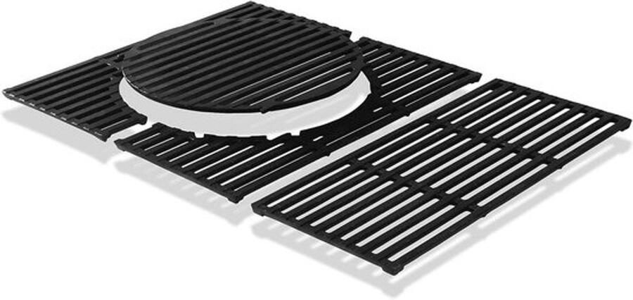 Gietijzeren Grillrooster BBQ Inzetstukken Grill Gerechten Bereiden Verwijderbaar Middenelement 33 x 48 cm Zwart