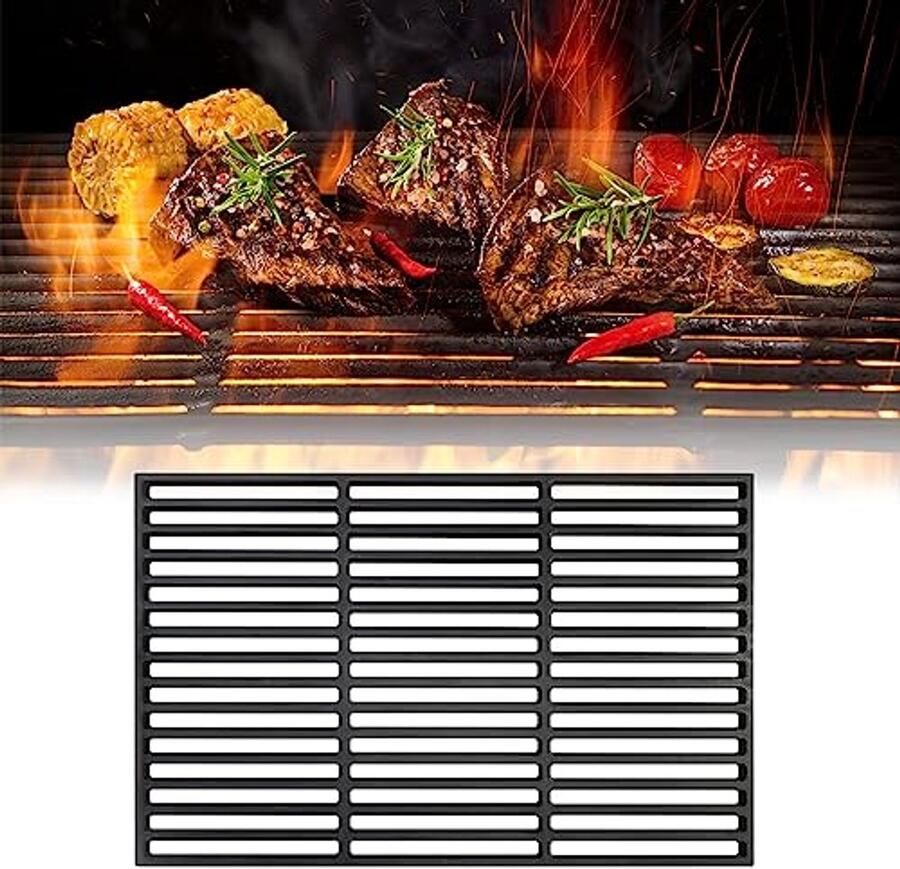 Gietijzeren Grillrooster BBQ Rooster Buiten Koken Dichte Maatwerk 54 x 34 cm Zwart