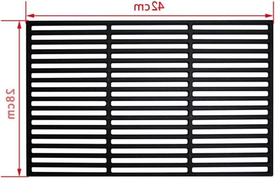 Gietijzeren Grillrooster BBQ rooster Buiten koken Emaillen afwerking 42 x 28 cm Zwart