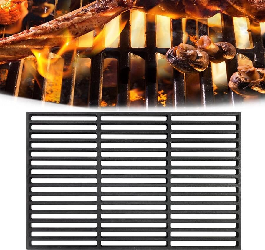 Gietijzeren Grillrooster BBQ Rooster Buiten Koken Gecoate Kwaliteit 42 x 28 cm Zwart