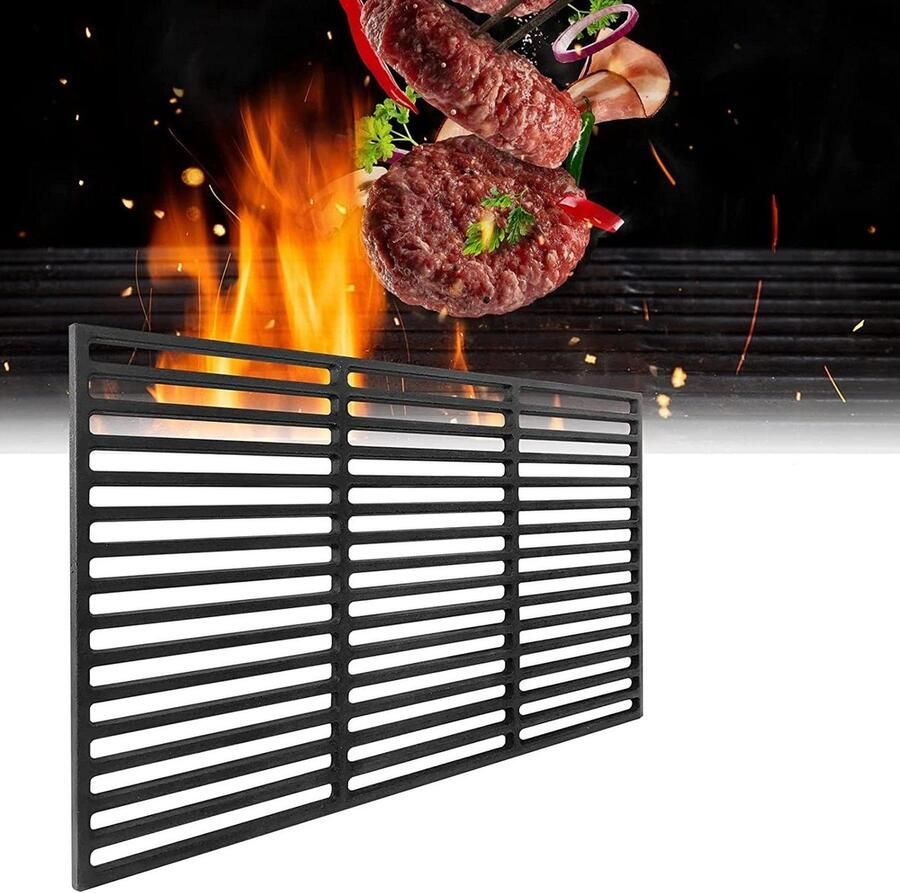 Gietijzeren Grillrooster BBQ Rooster Buiten Koken Superieur Warmtebehoud 60 x 40 cm Zwart