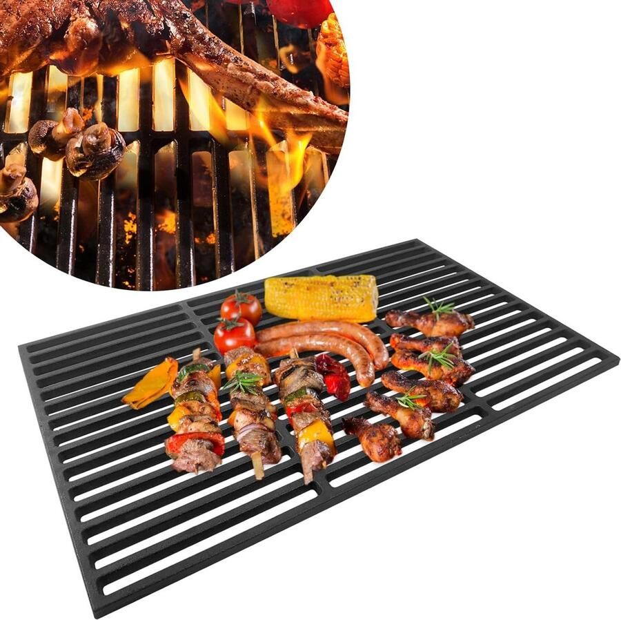 Gietijzeren Grillrooster BBQ Rooster Lekker Grillen Kleine Openingen 34 x 54 cm Zwart