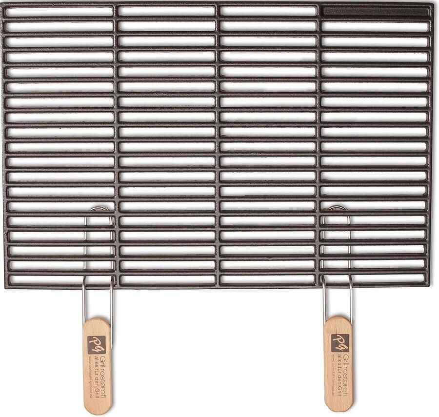 Gietijzeren Grillrooster BBQ Rooster Perfect Grillen Afneembare Handgrepen 60 x 40 cm Zwart