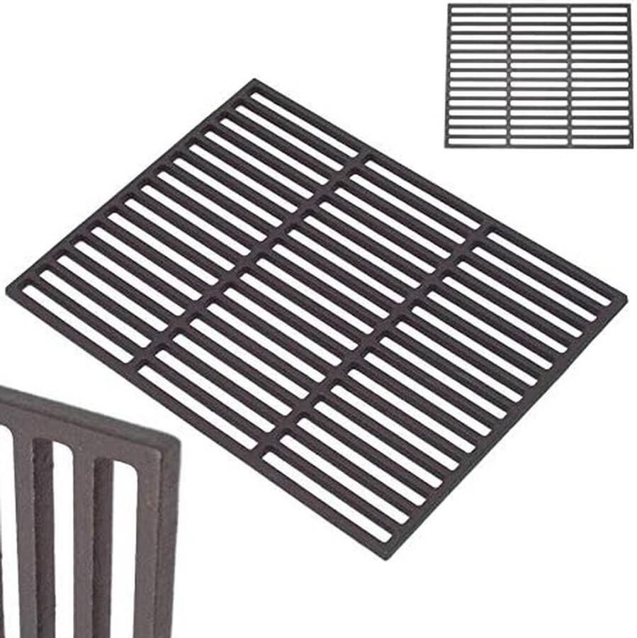 Gietijzeren Grillrooster Grillplaat Barbecueën Buiten Vuilafstotend Emaille 45x35 cm Zwart