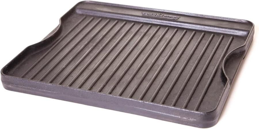 Gietijzeren Grillrooster Omkeerbare Bakplaat Buiten Koken Voor Eén Brander 35.5 x 40.6 cm Zwart