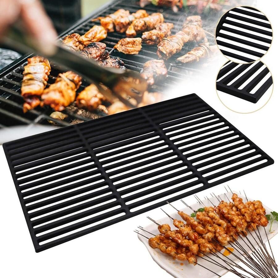 Gietijzeren Grillrooster Rechthoekig 60 x 40 cm Geëmailleerd voor Gas en Houtskool BBQ