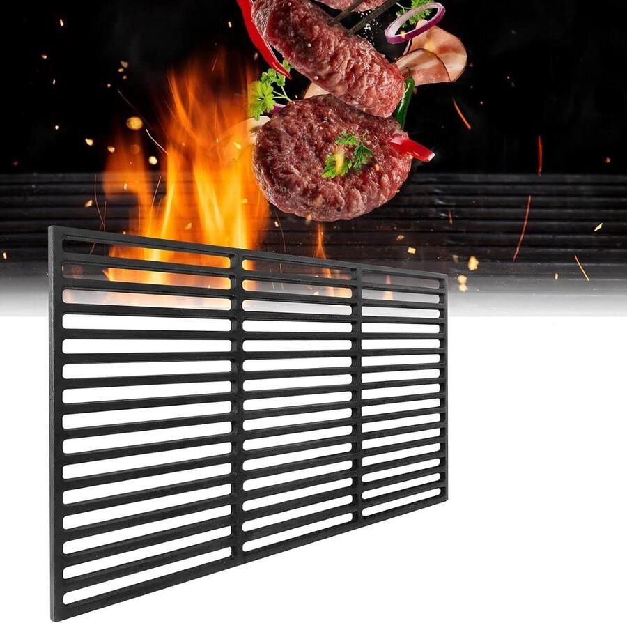Gietijzeren Grillrooster Rechthoekig Rooster Buiten Koken Gelijkmatige Warmteverdeling 42 x 28 cm Zwart