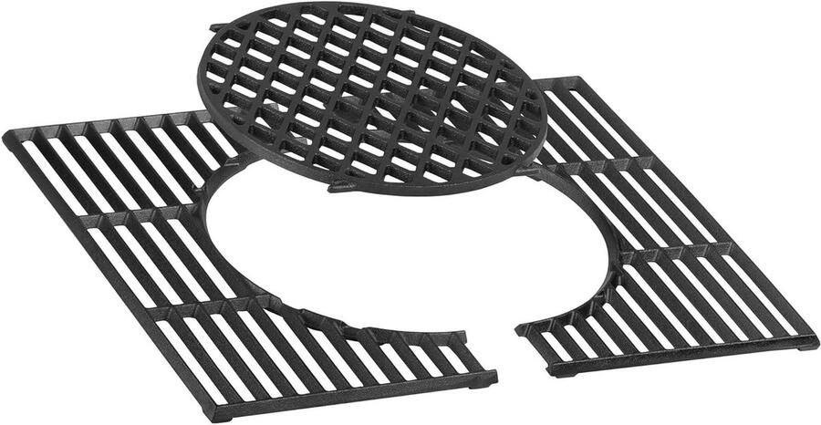 Gietijzeren Grillrooster Systeem Barbecue Rooster Buiten Koken Uitneembaar Binnenrooster 52 x 44 cm Zwart