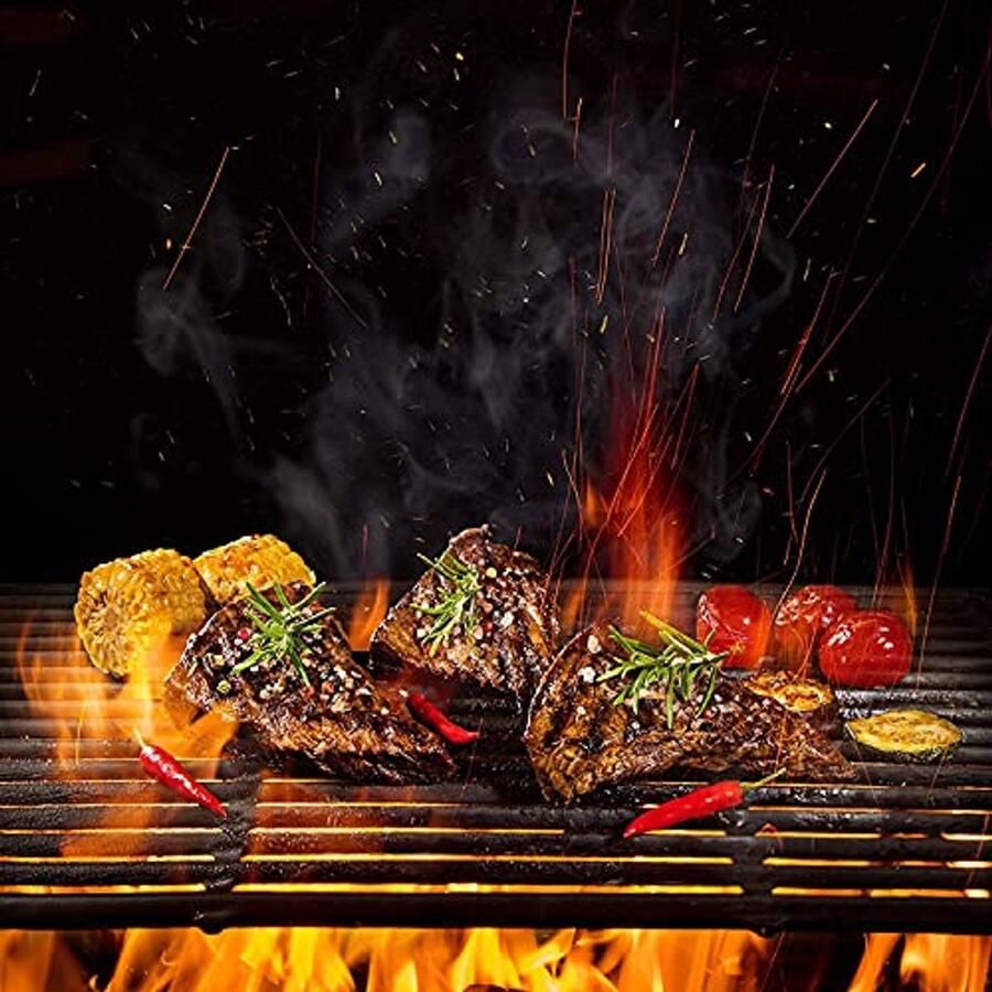 Gietijzeren Grillrooster voor BBQ Geëmailleerd Grillplaat voor Houtskool en Gasgrill 60x40cm