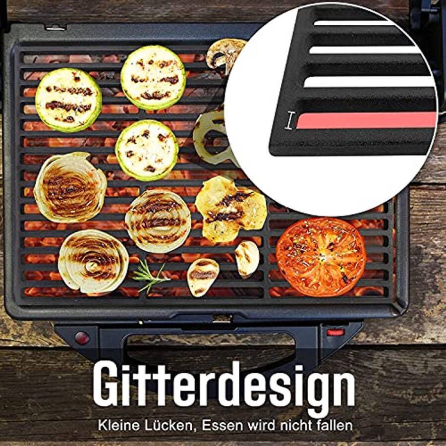 Gietijzeren Grillrooster voor BBQ Geëmailleerd Grillplaat voor Houtskool- en Gasgrills (42x28cm)
