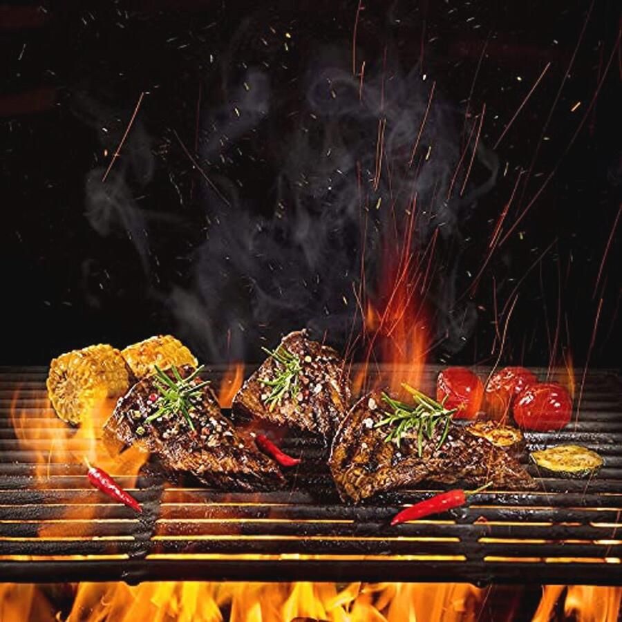 Gietijzeren Grillrooster voor BBQ Geëmailleerd Grillplaat voor Houtskool- en Gasgrills (42x28cm)