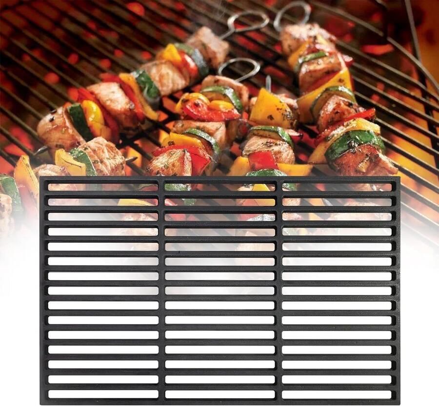 Gietijzeren Grillrooster voor Gas & Houtskool BBQ Uitstekende Warmtegeleiding Maten (60x40 cm)