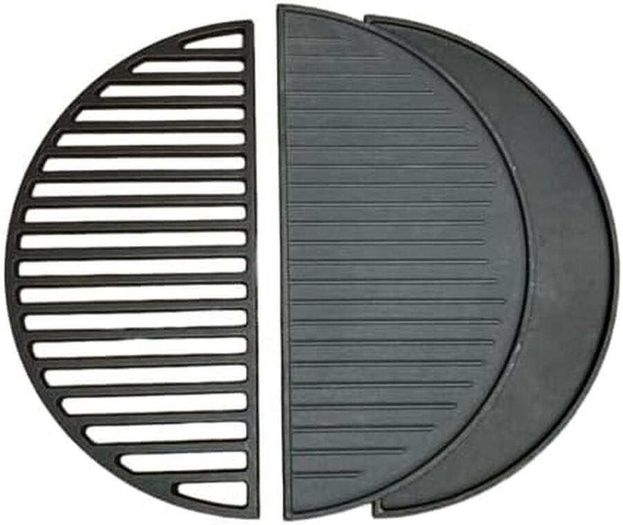 Gietijzeren grillset Grillplaat rooster Buiten koken Allround buitenkeuken 38 cm Zwart