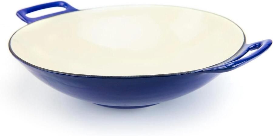 Gietijzeren Grillwok Buitenwok Gietijzer Buiten Koken Porselein Geëmailleerd 35.5 cm Diameter Roestvrij Staal