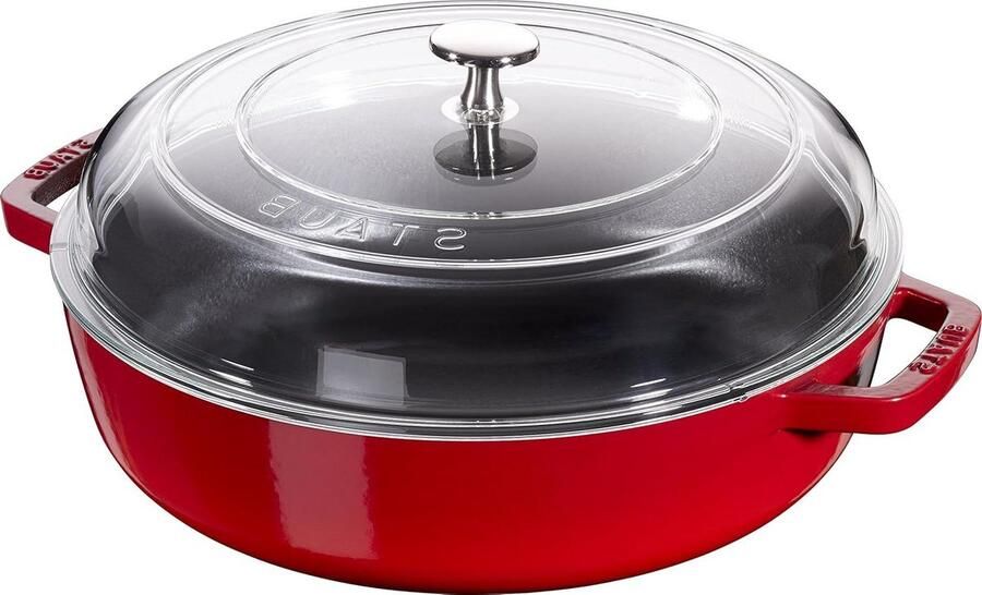 Gietijzeren Hapjespan Koekenpan Stoofpan Langzaam Garen Gelijkmatige Warmteverdeling 28 cm Zwart