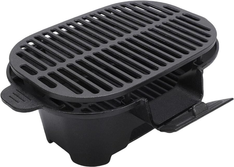 Gietijzeren Hibachi Grill Mini Houtskoolgrill Buiten Koken Gelijkmatige Warmte 42 x 31 x 21 cm Zwart