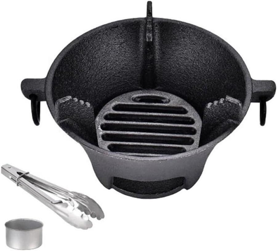 Gietijzeren Houtskool Grill Japanse BBQ Buiten Koken Dikke Basis Compact Formaat Zwart