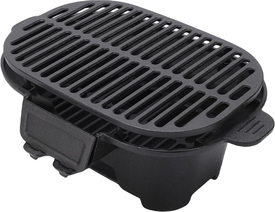 Gietijzeren Houtskoolgrill Tafelgrill Compact Buiten Koken Langdurige Warmte 42 x 31 x 21 cm Zwart