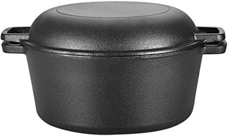 Gietijzeren inductie-braadpan met deksel ronde braadpan met handgrepen