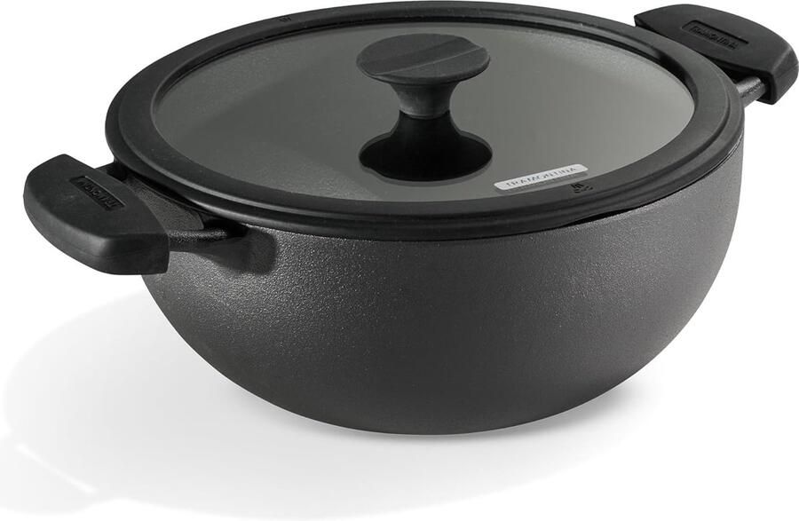 Gietijzeren Kadai Diepe pan Veelzijdig Koken Voorgekruid & Inductiegeschikt 37 liter Zwart