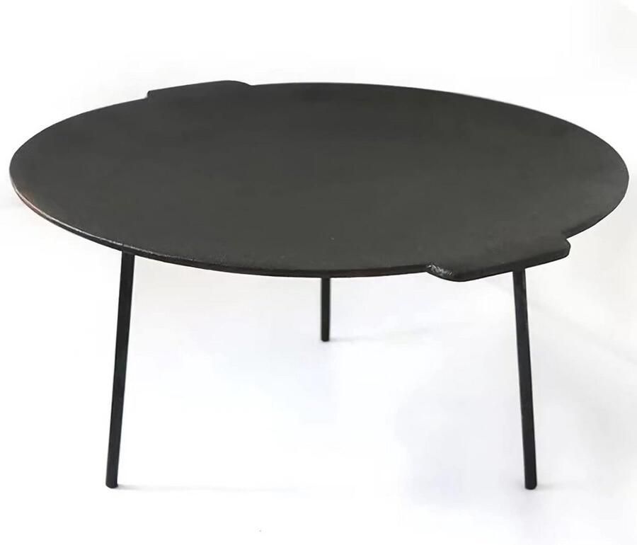 Gietijzeren Kampvuurbakplaat 45 7 cm Ronde Grill Pan met Draagbare Poten voor Buiten Koken