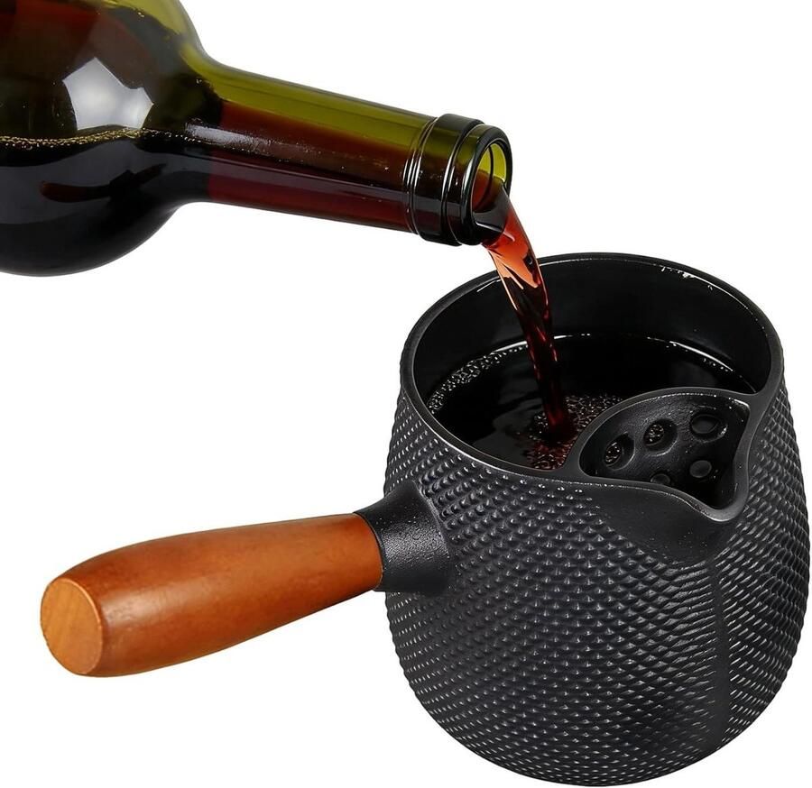 Gietijzeren Ketel Waterketel koken Thee zetten Houten handvat 600 milliliter Zwart