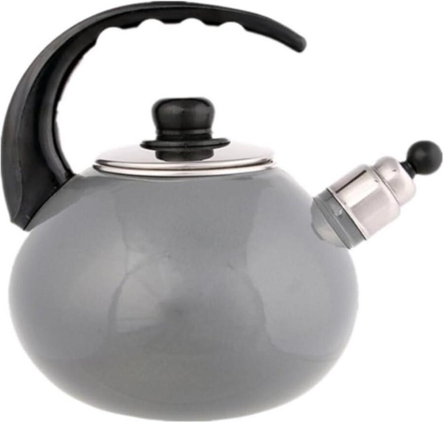 Gietijzeren Ketel Waterkoker Fluitketel Water Koken Gelijkmatige Warmtegeleiding 2.5 Liter Grijs