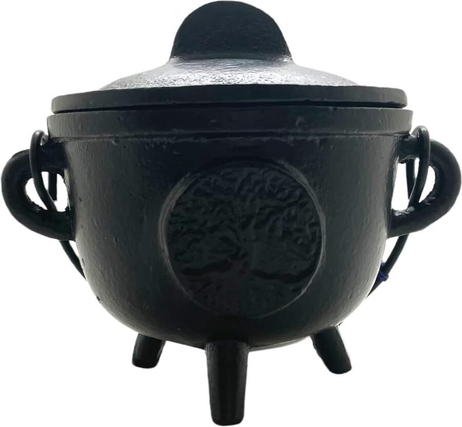 Gietijzeren Ketel Waterkoker Thee Zetten Levensboom Decoratie 4 Inch Diameter Zwart