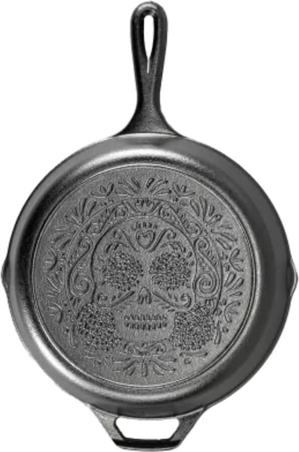 Gietijzeren Koekenpan 26 cm met Suikerschedel Design voor Koken en Decoratie