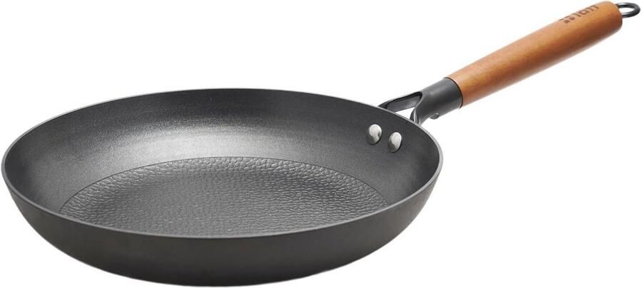 Gietijzeren Koekenpan 28 cm met Antiaanbaklaag en Afneembaar Houten Handvat