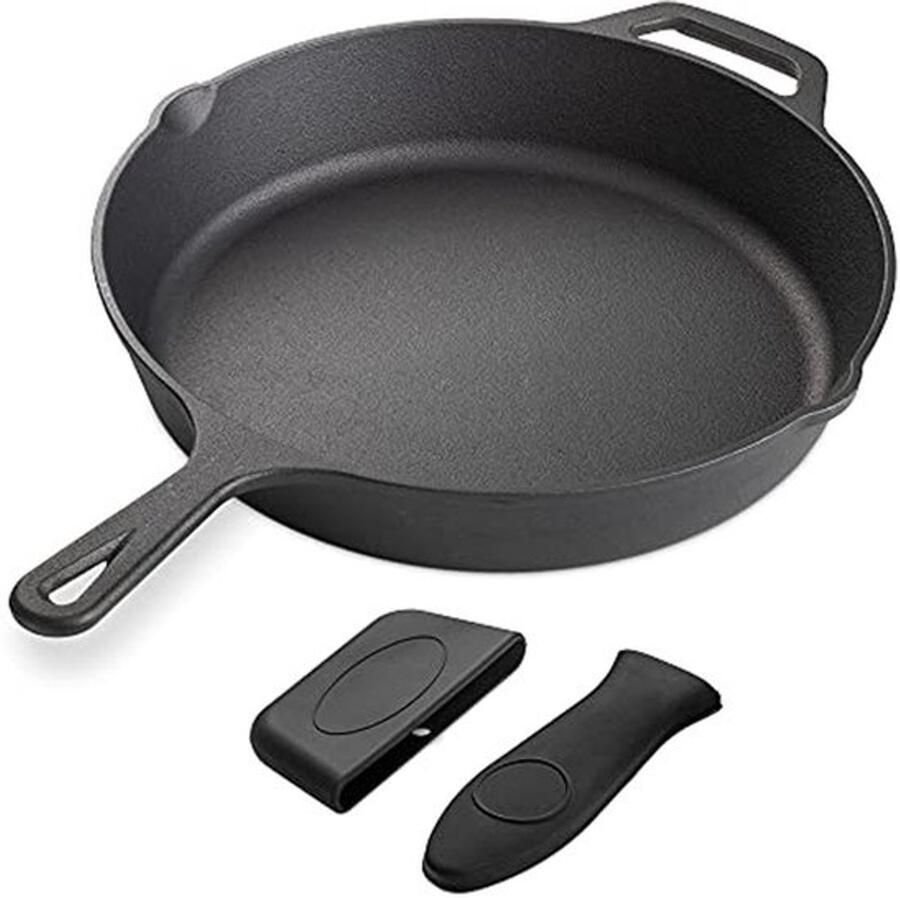 Gietijzeren koekenpan Stevige pan Allround koken Afneembare handgrepen Ø 30 cm Zwart