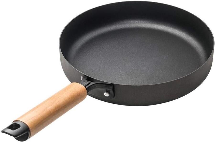 Gietijzeren Koekenpan Antiaanbak Wok Ontbijt Bereiden Hittebestendige Verf 5CM Diep Zwart