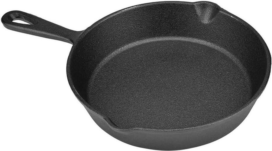 Gietijzeren Koekenpan Gietijzer Koken op Inductie Uitstekende Warmteverdeling 20 cm Zwart