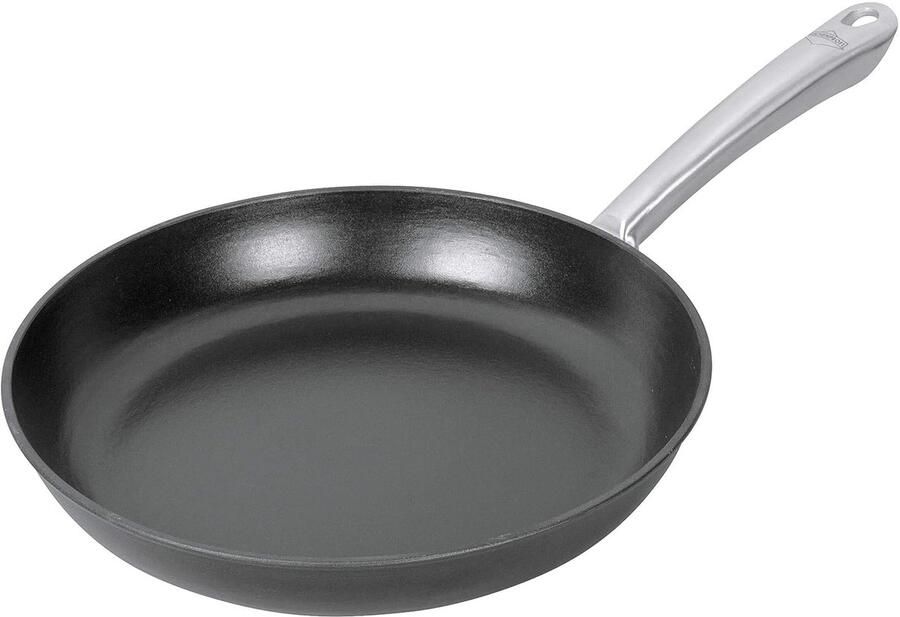 Gietijzeren Koekenpan Bakpan Braadpan Koken Bakken Zelfnivellerend 28 cm Zwart