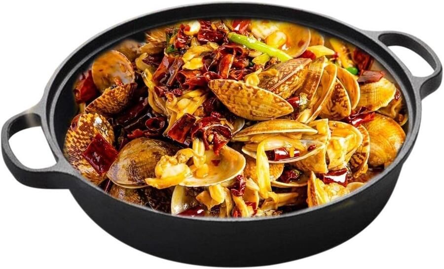 Gietijzeren Koekenpan Bakpan Grillpan Gelijkmatig Koken Antiaanbaklaag 22 cm Zwart