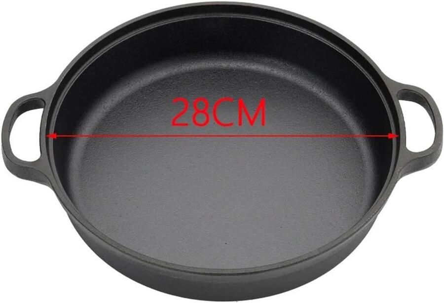 Gietijzeren Koekenpan Bakpan Veelzijdig Koken Antiaanbaklaag 28cm Diameter Zwart