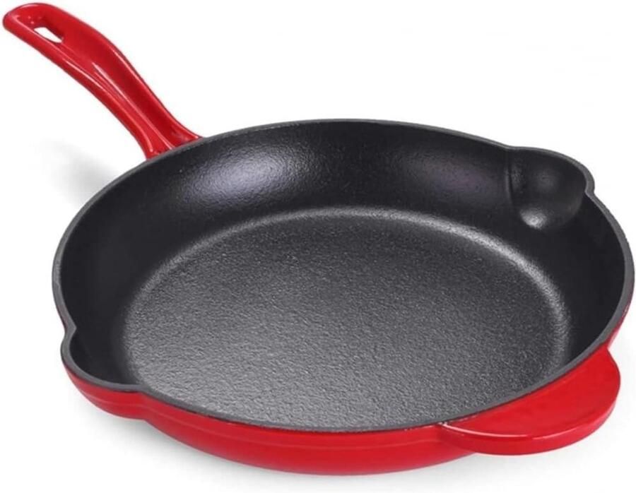 Gietijzeren Koekenpan Bakpan Wok Koken op Fornuis Gelijkmatige Warmteverdeling 25cm Zwart