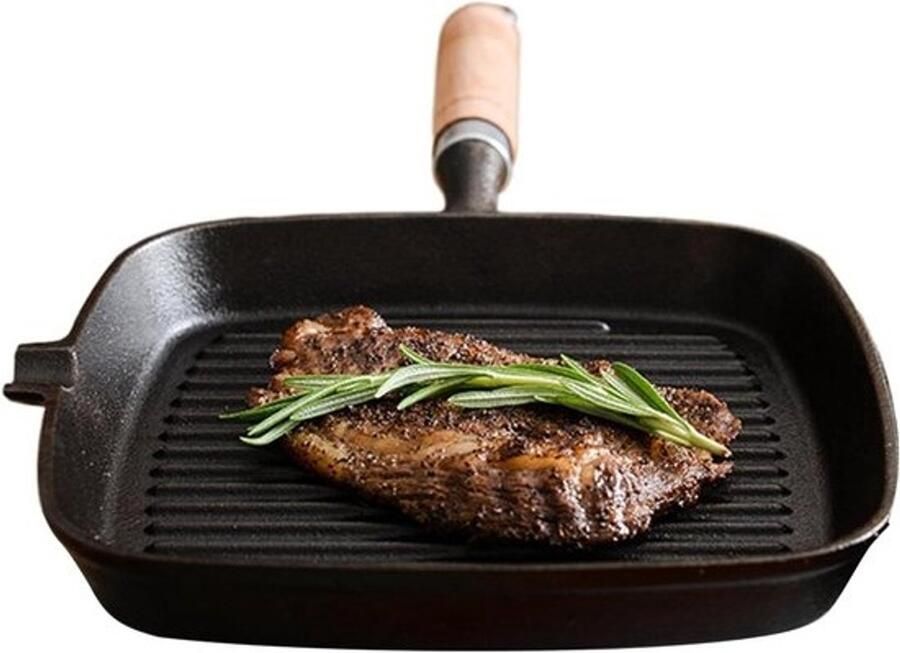 Gietijzeren Koekenpan Bakplaat Grill Buiten Koken Gelijkmatige Warmte 24 cm Zwart