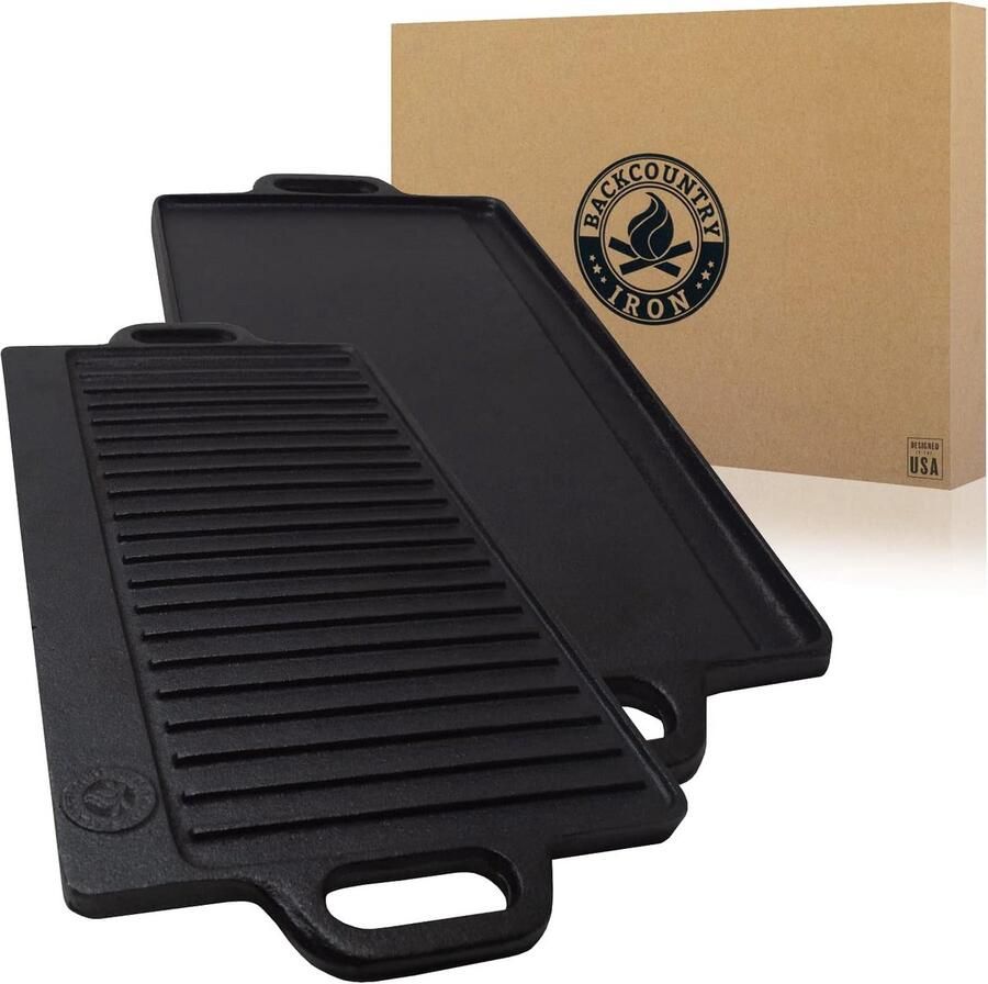Gietijzeren Koekenpan Bakplaat Grill Koken Bakken Vooraf Gekruid Oppervlak 50x24 cm
