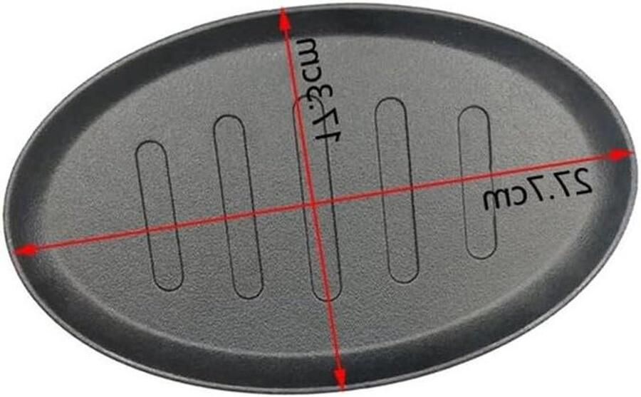 Gietijzeren Koekenpan Bakplaat Oval Biefstuk Grillen Gelijkmatige Warmteverdeling 27.7 cm Zwart