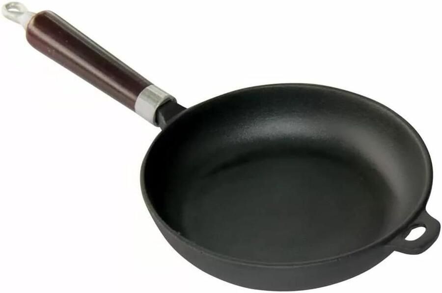 Gietijzeren Koekenpan Bodemloze Pan Bakken en Braden Uniforme Warmteverdeling 30 cm Zwart