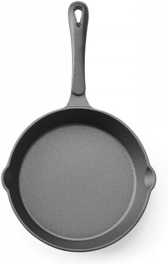 Gietijzeren Koekenpan Braadpan Grillpan Langzaam Koken Dubbele Schenktuiten Ø20cm 4cm Hoog Zwart