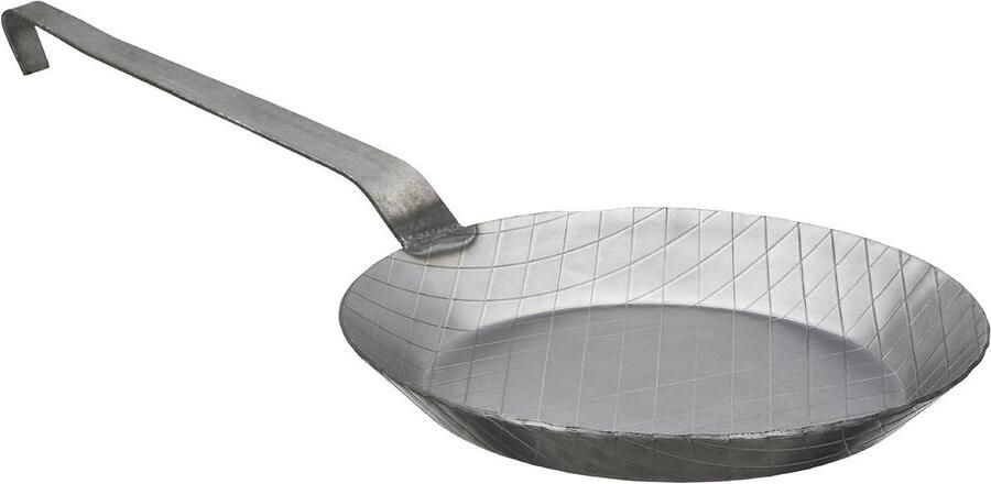 Gietijzeren Koekenpan Braadpan IJzer Koken op Inductie Dubbelzijdig Ruitgesmeed 28 cm Grijs